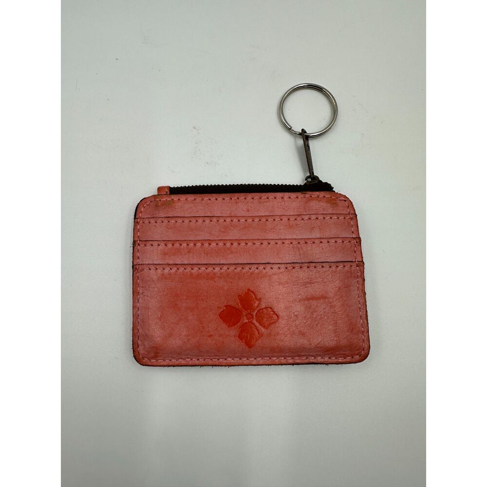 Patricia Nash ID Card Case Wallet Cassis w/ Key Ring Flower Design Orange EUC - Picture 2 of 6